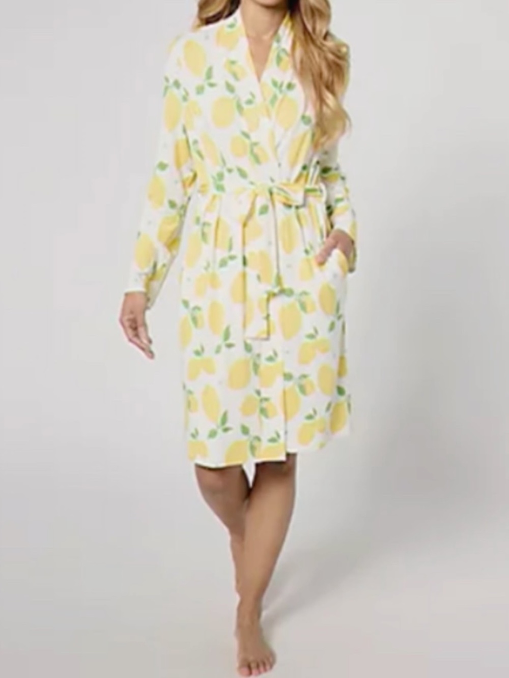 Bumblebella by Jill Martin NWT NEW Dreamy Jersey Spa Robe Lemons Yellow